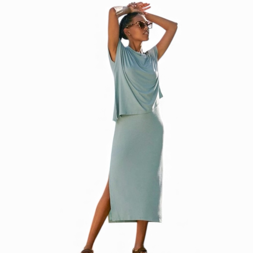 Sweaty Betty Anthropologie Asymmetrical waist layered casual Dress size Small 2
